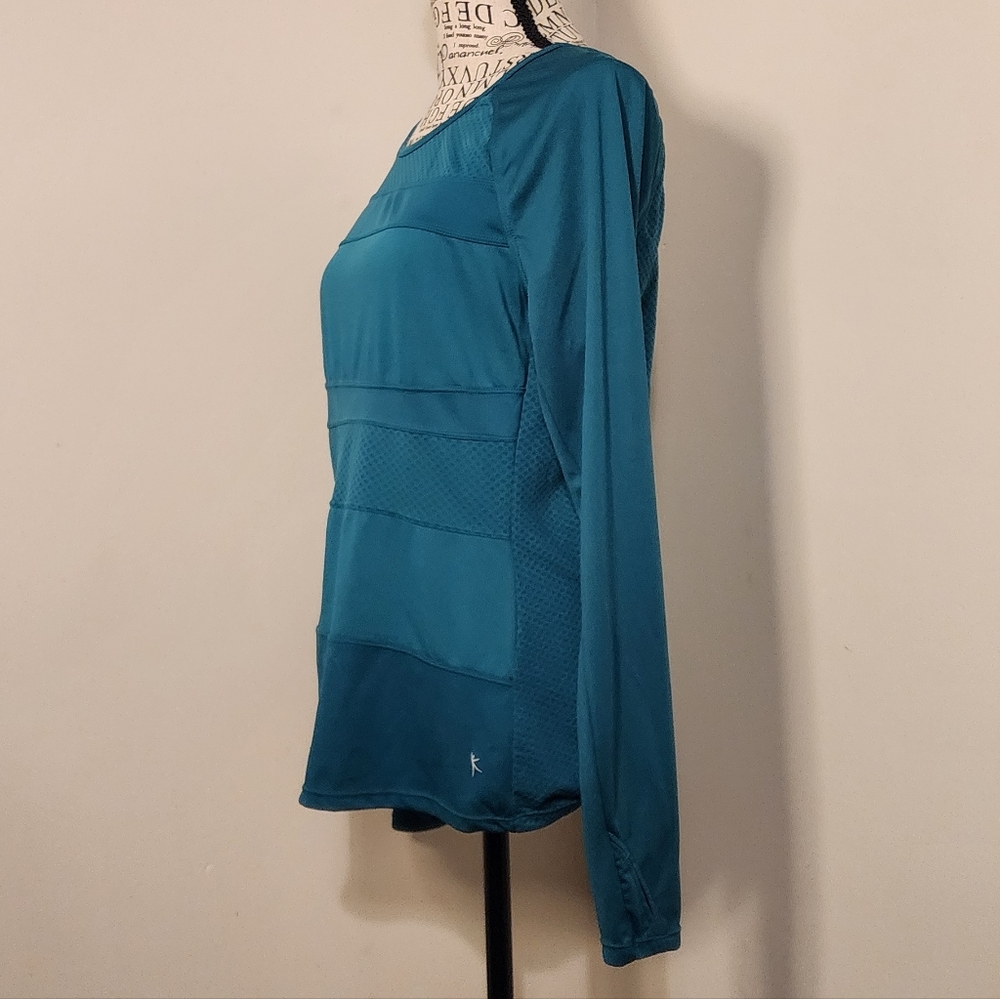 Teal Long Sleeve Women's Athletic Top - Picture 3 of 7
